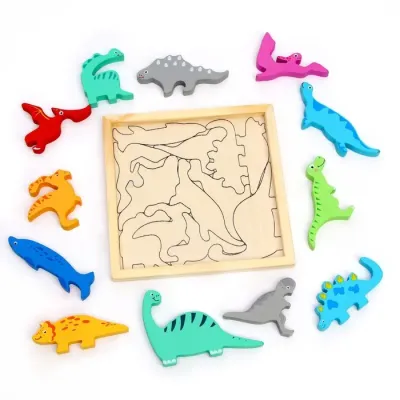 Skladačka drevená Dinosaury 16x16cm