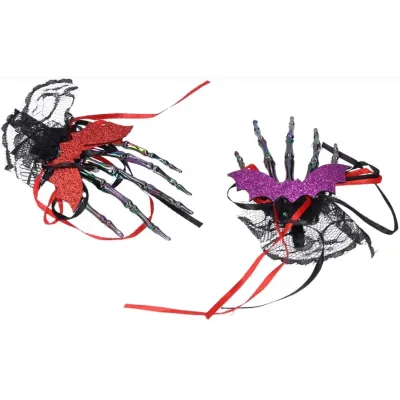 Sponka do vlasov kostra halloween - červená