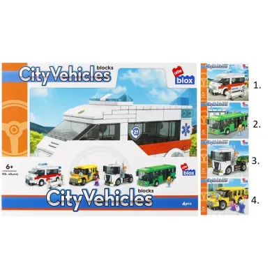 Stavebnica Alleblox City Vehicles 211-255ks/4druhy - 1