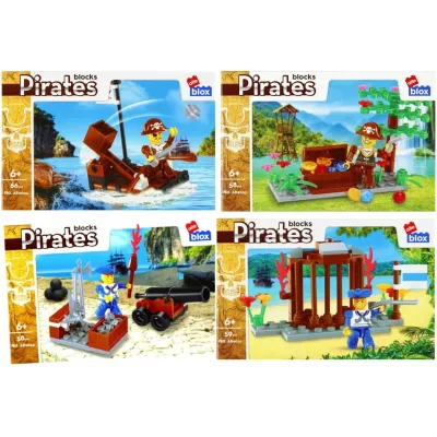 Stavebnica alleBlox Pirát 55-66ks/4druhy - väzenie