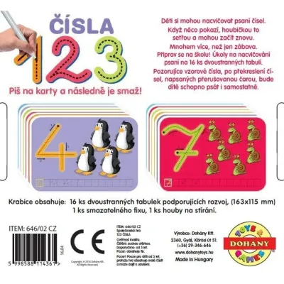 Stieracia tabuľa linky / písmená / čísla 16ks - písmená