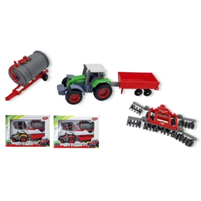 Traktor s prívesom My Farm 1:72 - žltá
