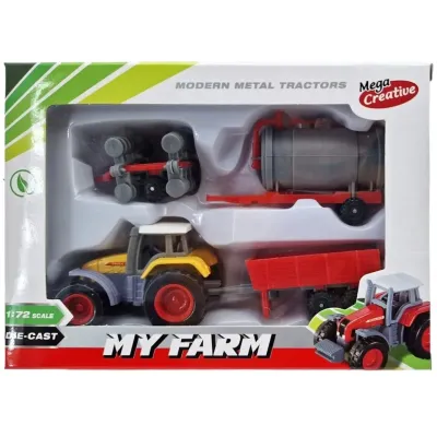 Traktor s prívesom My Farm 1:72 - žltá