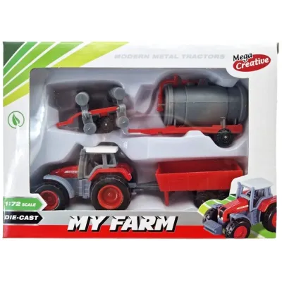 Traktor s prívesom My Farm 1:72 - žltá