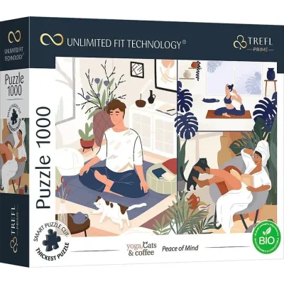 Trefl Prime Puzzle 1000 UFT - Joga, mačky a káva: Pokoj v duši