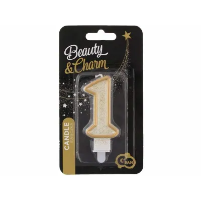 Sviečka číslová glitrovaná zlatá "1"