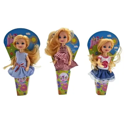 Bábika v farebných šatách 12cm