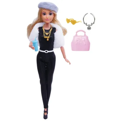 Bábika v kožuchu s doplnkami 29cm