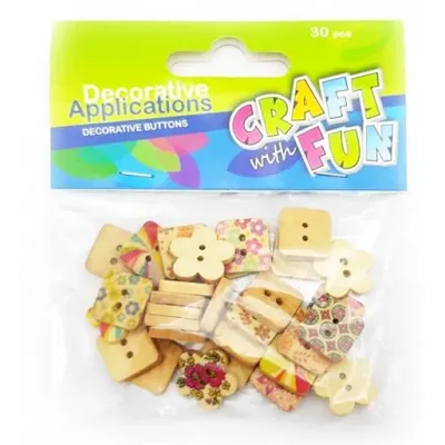 Dekoračné drevené gombíky 30ks