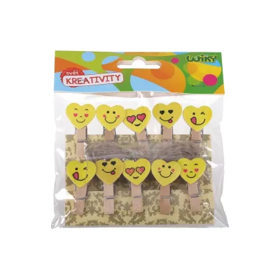 Drevené štipce Smiley 10ks