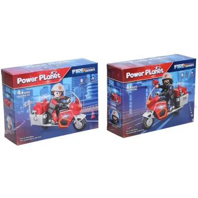 Figúrka hasič na motorke s efektmi stavebnica