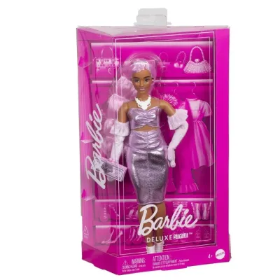 Mattel Barbie deluxe modelka lesklé ružové šaty
