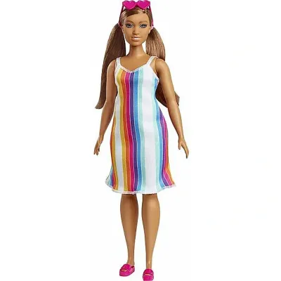 Mattel Barbie modelka 30cm prúžkované šaty