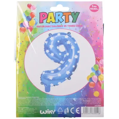 Nafukovací balón modrý s hviezdami, číslo.9