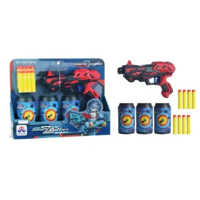 Pištoľ s penovými nábojmi a plechovkami sada