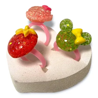 Prstienky s glitrovou ozdobou 3ks