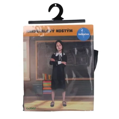 Školáčka karnevalový kostým čierny M 110-120cm