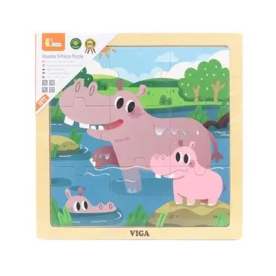 Viga Drevené puzzle hroch 9ks