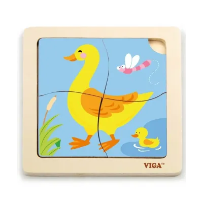 Viga Drevené puzzle Kačička 15x15cm