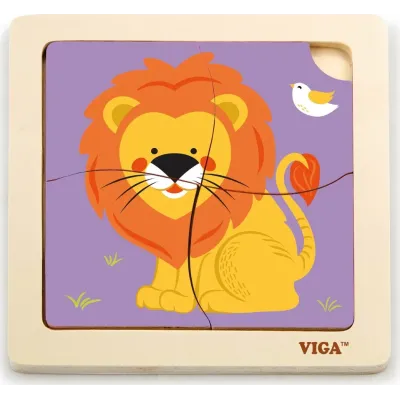Viga Drevené puzzle Lev 15x15cm