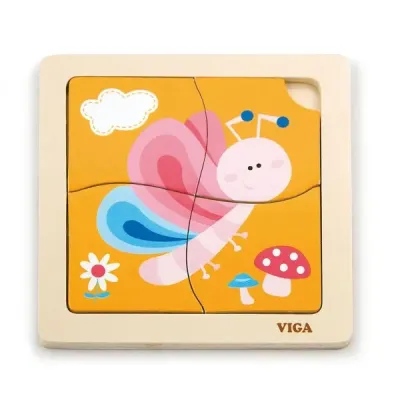 Viga Drevené puzzle Motýľ 15x15cm