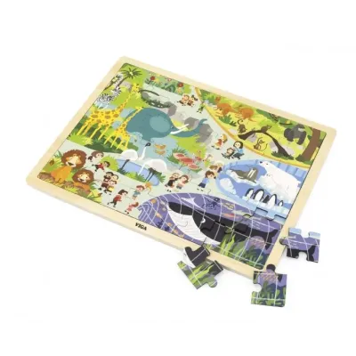 Viga Drevené puzzle Zoo 48ks