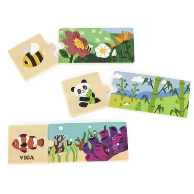 Viga Drevené puzzle zvieracie domovy