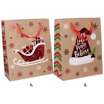 Vianočná darčeková taška 32x26x10cm - náhodný