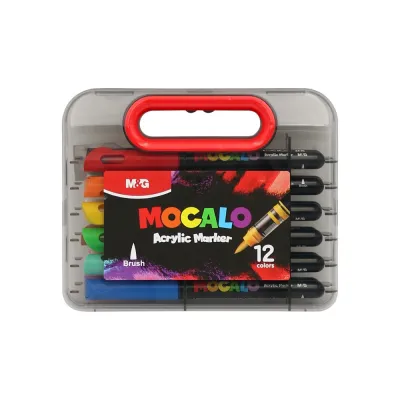Popisovače M&G Acrylic Marker, štetcový hrot, sada 12 ks