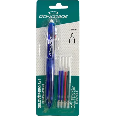 Pero gumovacie guľôčkové CONCORDE Trix 3v1, 0,7mm + 4ks tuha