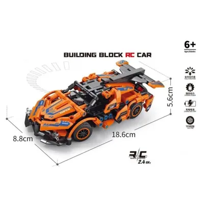 Auto RC športové oranžové stavebnica 18cm 319 dielikov