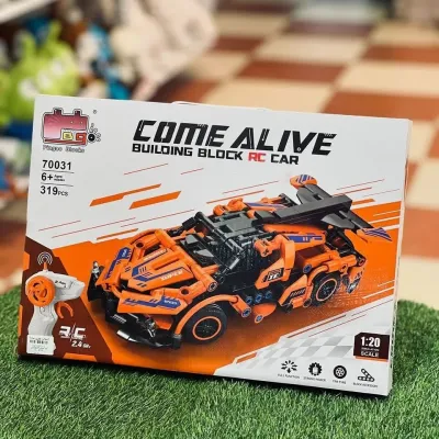 Auto RC športové oranžové stavebnica 18cm 319 dielikov