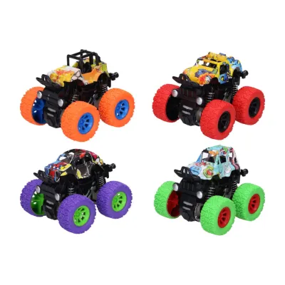 Auto terénne na zotrvačník s graffiti 9cm - červená