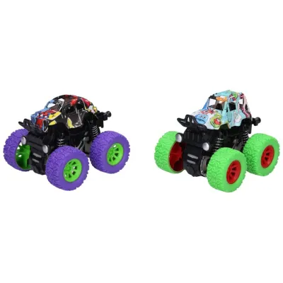 Auto terénne na zotrvačník s graffiti 9cm - červená