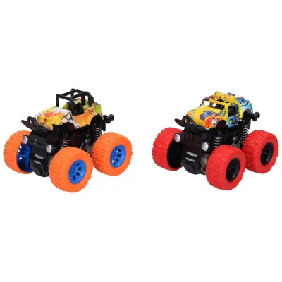 Auto terénne na zotrvačník s graffiti 9cm - červená