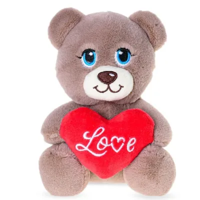 Zvieratko plyšové sediace so srdiečkom 15cm