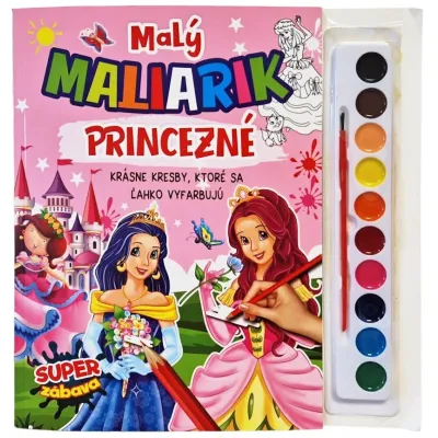 Malý maliarik princezné omaľovánka so štetcom a farbami