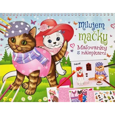 Milujem mačky maľovanky s nálepkami