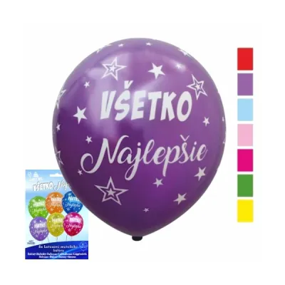 Balóny s potlačou Všetko najlepšie 6ks