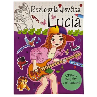 Roztomilá dievčina Lucia omaľovánka s nálepkami
