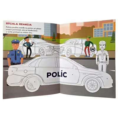 Policajné autá maľovánka so samolepkami