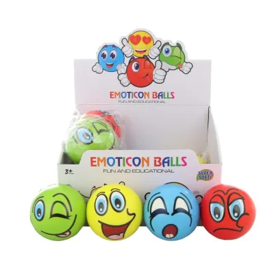 Lopta smajlík 10cm - žltá