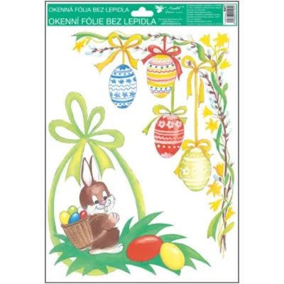 Okenná fólia rohová tradičné veľkonočné motívy 33,5x25,5cm
