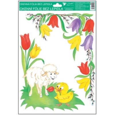 Okenná fólia rohová tradičné veľkonočné motívy 33,5x25,5cm
