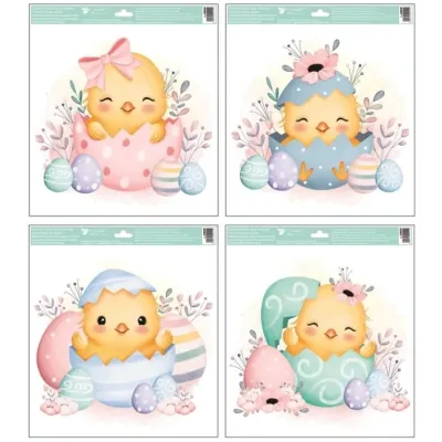 Veľkonočná fólia na okno s glitrami 4druhy