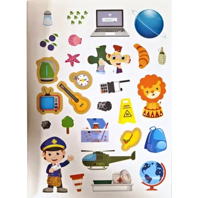 Foglalkozások-matricás kifestő játékos feladatokkal (Maďarská verzia)