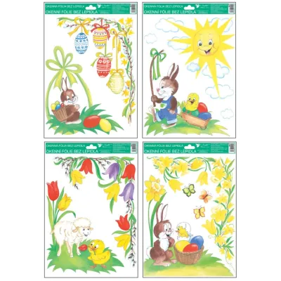 Okenná fólia rohová tradičné veľkonočné motívy 33,5x25,5cm