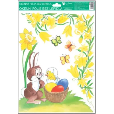 Okenná fólia rohová tradičné veľkonočné motívy 33,5x25,5cm