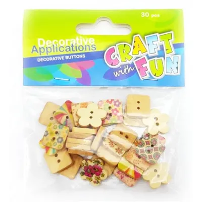 Dekoračné drevené gombíky 30ks