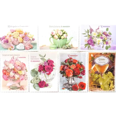 Pohľadnica  APART brokátová meniny